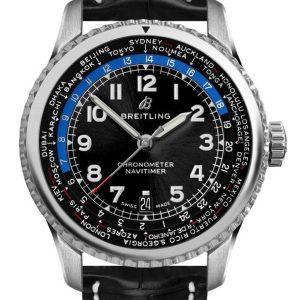 Breitling Navitimer 8 B35 Autimatic Unitime Black Croc Deployment AB3521U41 B1P1