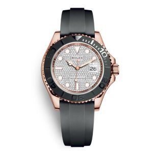 ROLEX YACHTMASTER1GOLDENDIAMONDDIALRUBBERSTRAP40MM m126655-0005