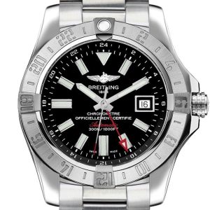 Breitling Avenger II GMT Black Stick Dial Steel Men's Watch A3239011/BC35-170A